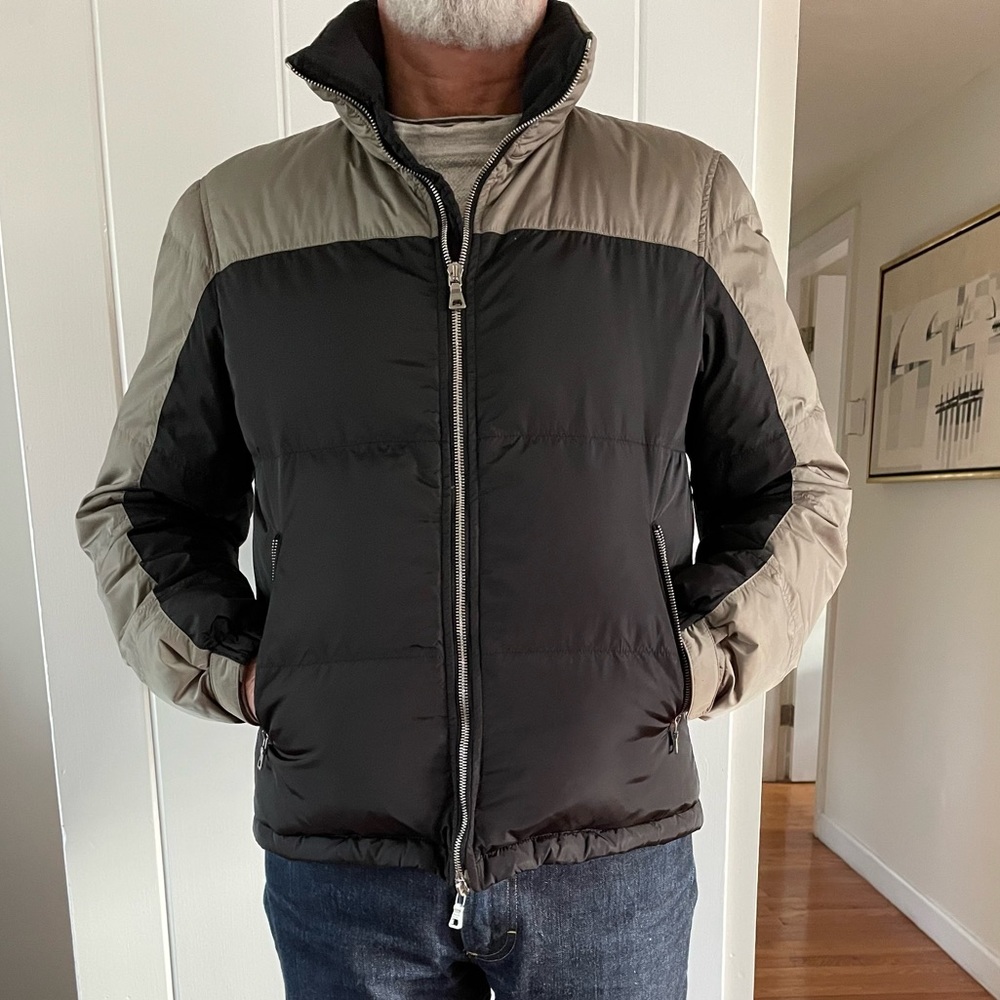 Prada Vintage Men’s Puffer Jacket - Black & Grey Tan